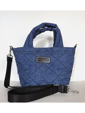 New Marc Jacobs Small Tote Quilted Nylon Denim Blue